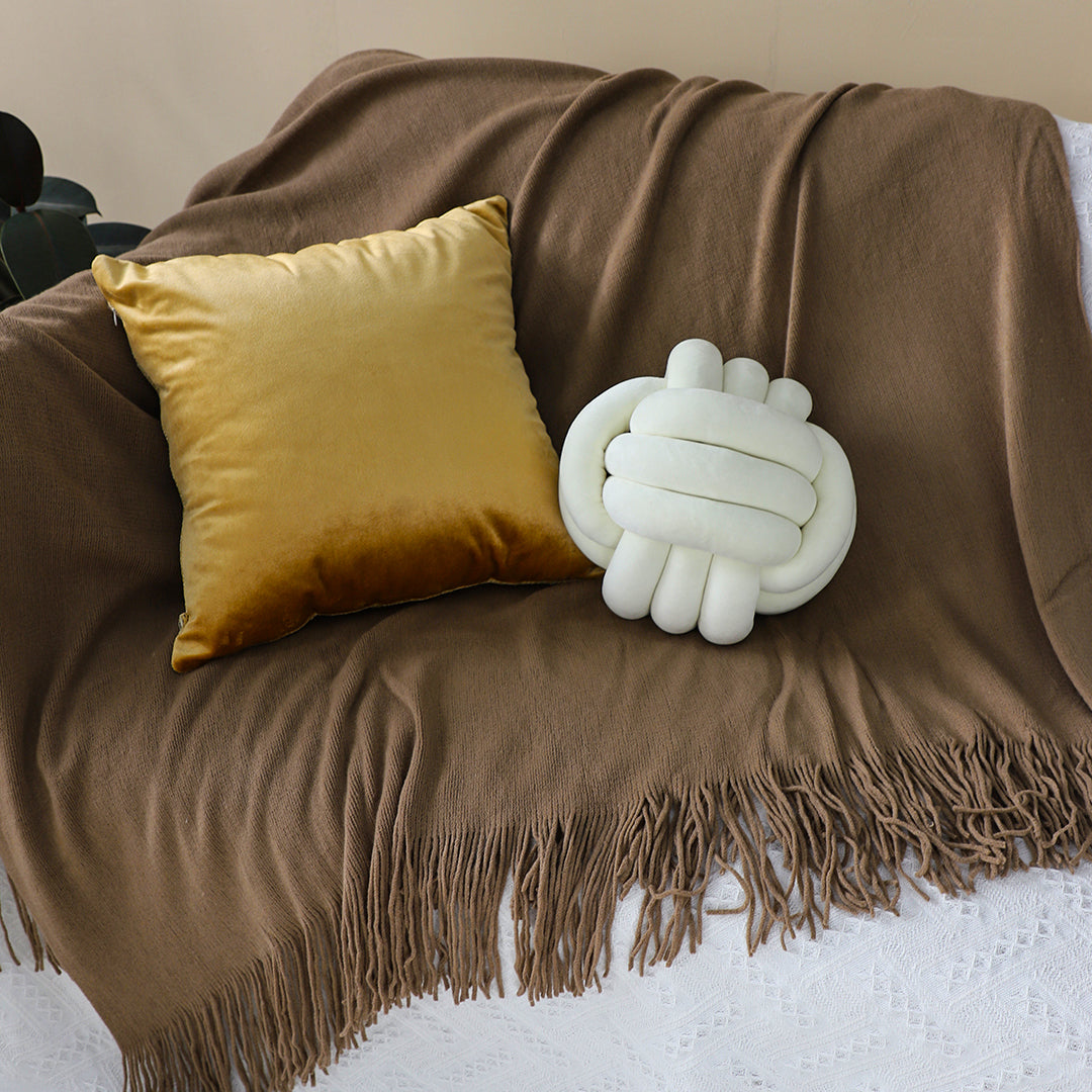 SOGA 2X Coffee Acrylic Knitted Throw Blanket Solid Fringed Warm Cozy Woven Cover Couch Bed Sofa Home Decor - Cafe Supply