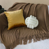 SOGA 2X Coffee Acrylic Knitted Throw Blanket Solid Fringed Warm Cozy Woven Cover Couch Bed Sofa Home Decor - Cafe Supply