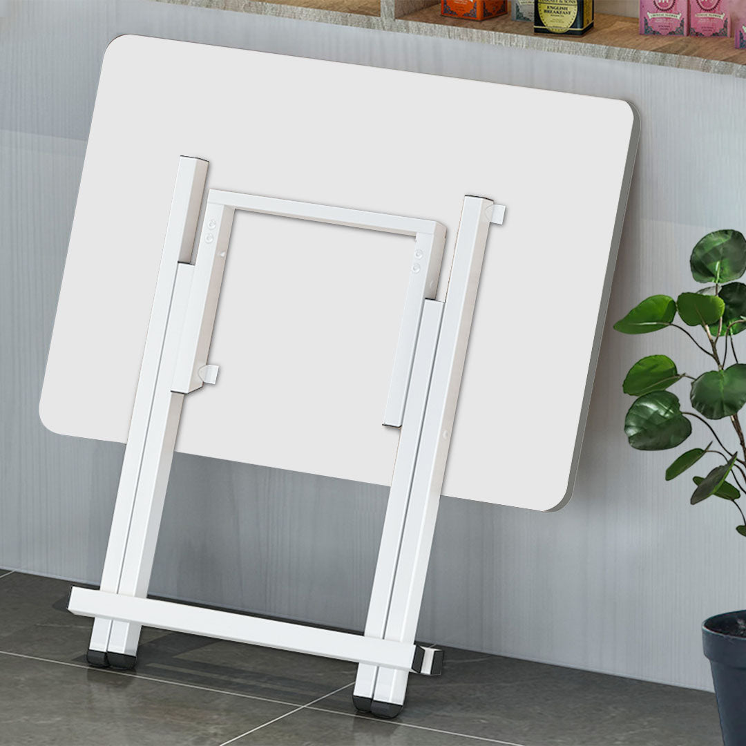 SOGA White Dining Table Portable Square Surface Space Saving Folding Desk with Lacquered Legs  Home Decor - Cafe Supply