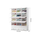 SOGA 9 Tier 3 Column White Shoe Rack Organizer Sneaker Footwear Storage Stackable Stand Cabinet Portable Wardrobe with Cover - Cafe Supply