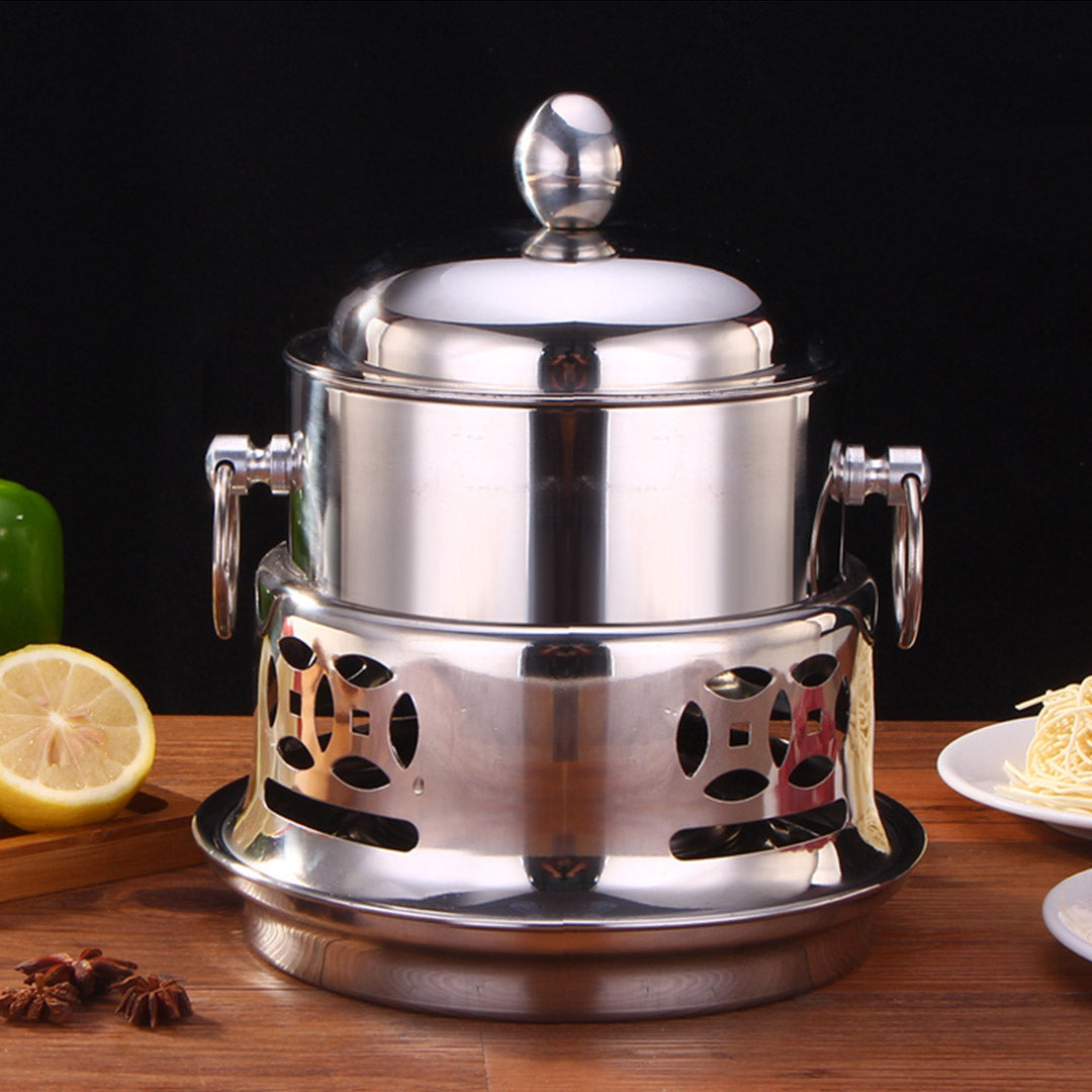 SOGA Stainless Steel Mini Asian Buffet Hot Pot Single Person Shabu Alcohol Stove Burner with Lid - Cafe Supply