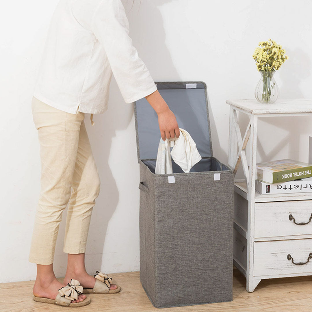 SOGA 2X Grey Large Collapsible Laundry Hamper Storage Box Foldable Canvas Basket Home Organiser Decor - Cafe Supply