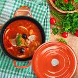SOGA Cast Iron 24cm Enamel Porcelain Stewpot Casserole Stew Cooking Pot With Lid 3.6L Orange - Cafe Supply