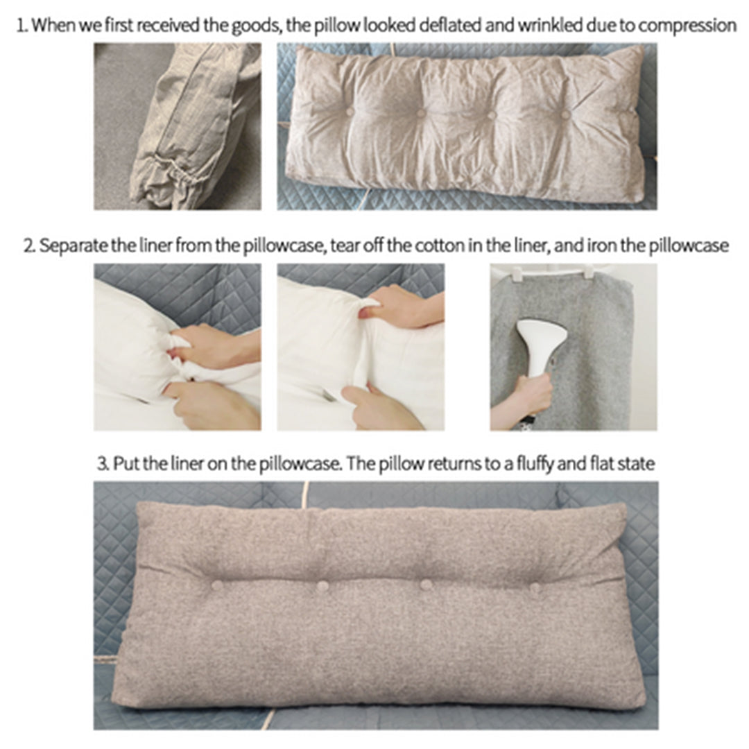 SOGA 2X 180cm Beige Triangular Wedge Bed Pillow Headboard Backrest Bedside Tatami Cushion Home Decor - Cafe Supply
