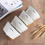 SOGA Diamond Pattern Ceramic Dinnerware Set Crockery Soup Bowl Plate Server Kitchen Home Decor Set of 4 - Cafe Supply