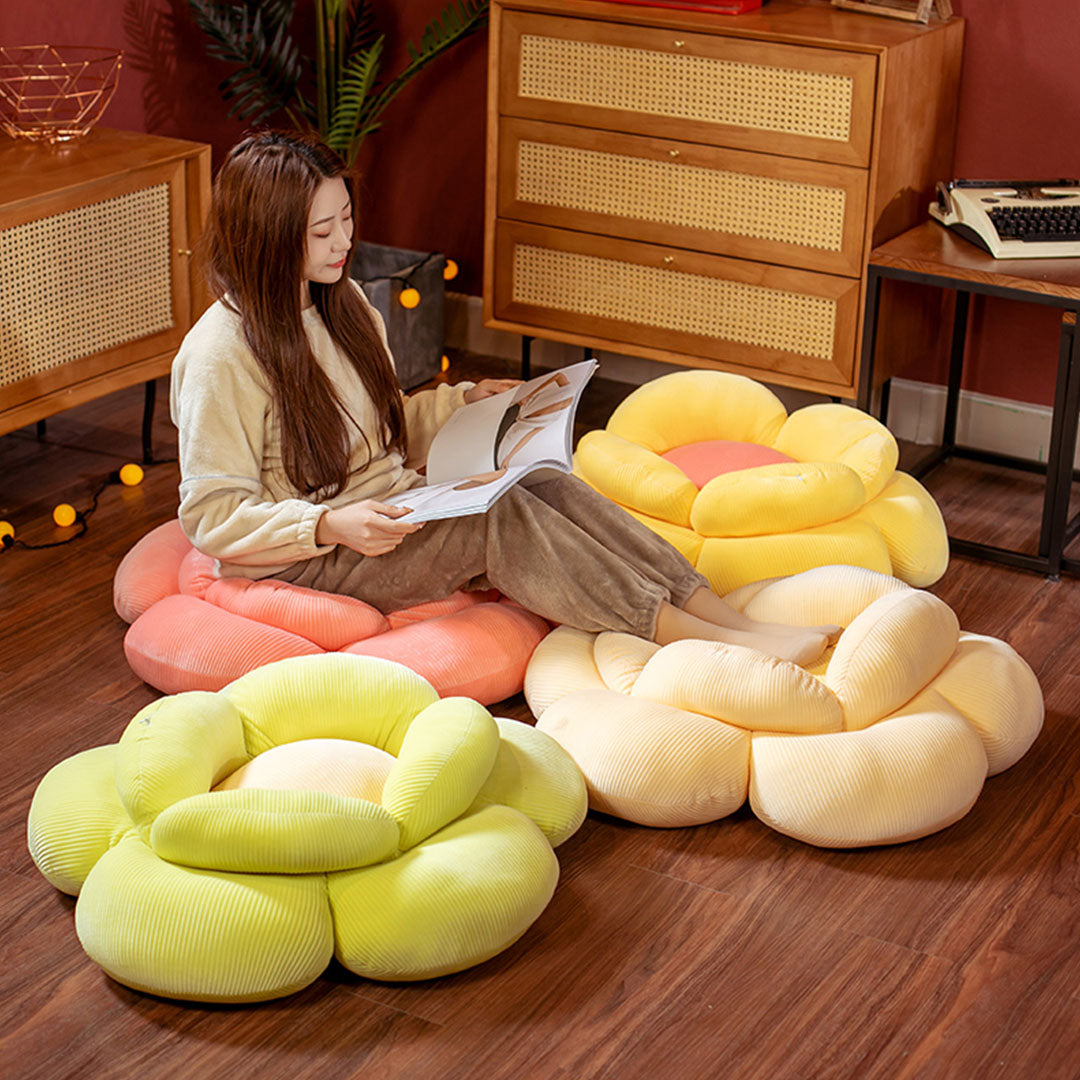 SOGA Green Double Flower Shape Cushion Soft Bedside Floor Plush Pillow Home Decor - Cafe Supply