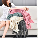 SOGA 2X Green Tassel Fringe Knitting Blanket Warm Cozy Woven Cover Couch Bed Sofa Home Decor - Cafe Supply