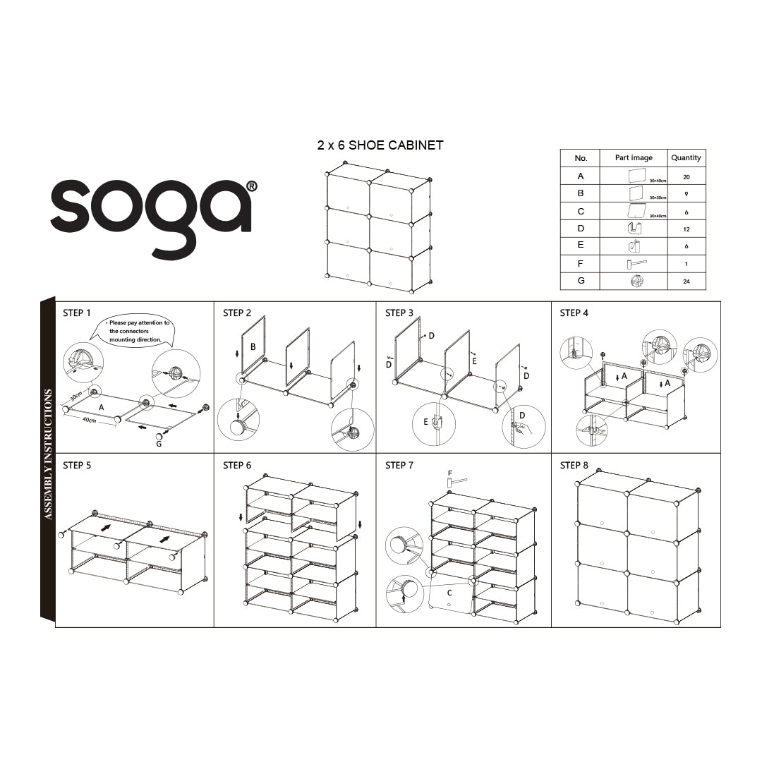 SOGA 5 Tier 2 Column White Shoe Rack Organizer Sneaker Footwear Storage Stackable Stand Cabinet Portable Wardrobe with Cover - Cafe Supply