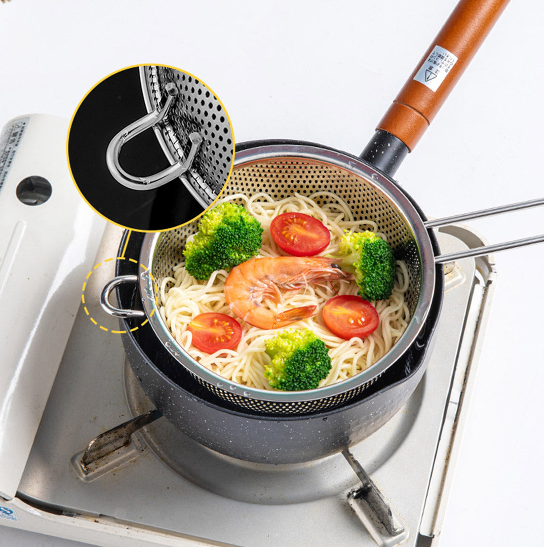 SOGA Stainless Steel Perforated Colander Fine Mesh Net Food Strainer Basket with Handle Skimmer Sieve Set - Cafe Supply