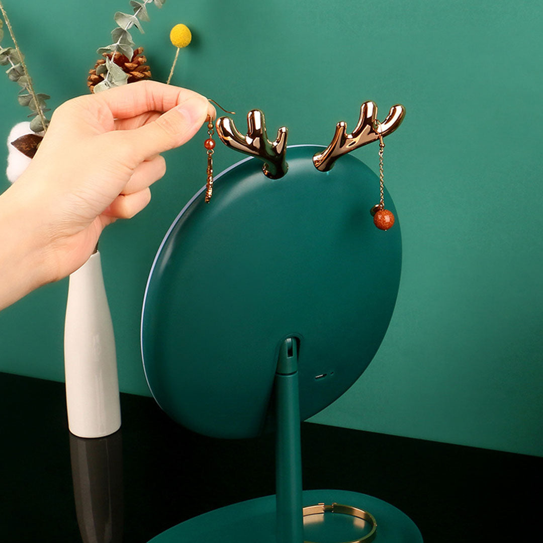 SOGA Green Antler LED Light Makeup Mirror Tabletop Vanity Home Decor - Cafe Supply