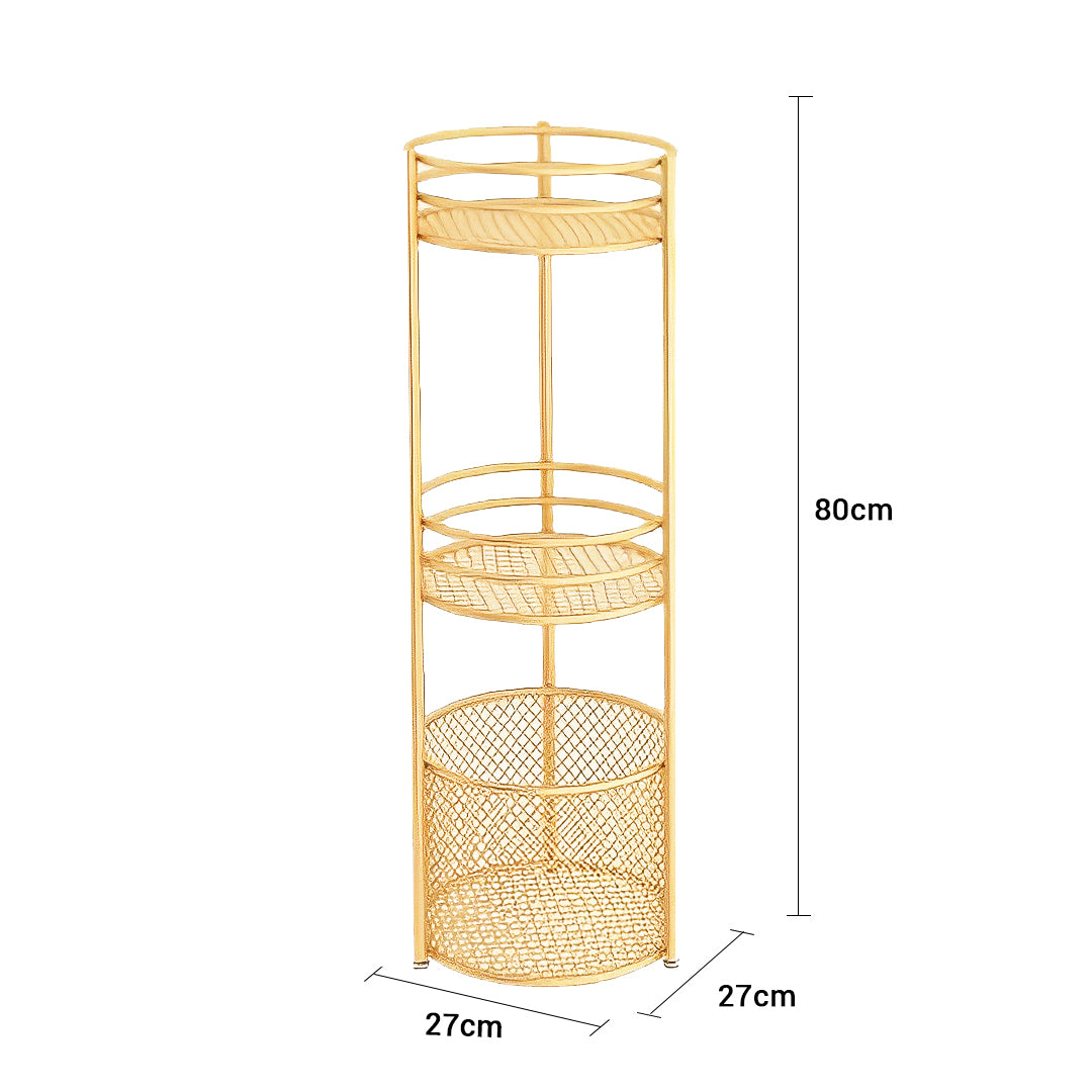 SOGA 3 Tier Bathroom Freestanding Storage Shelf Multifunctional Display Rack Organiser with Basket - Cafe Supply