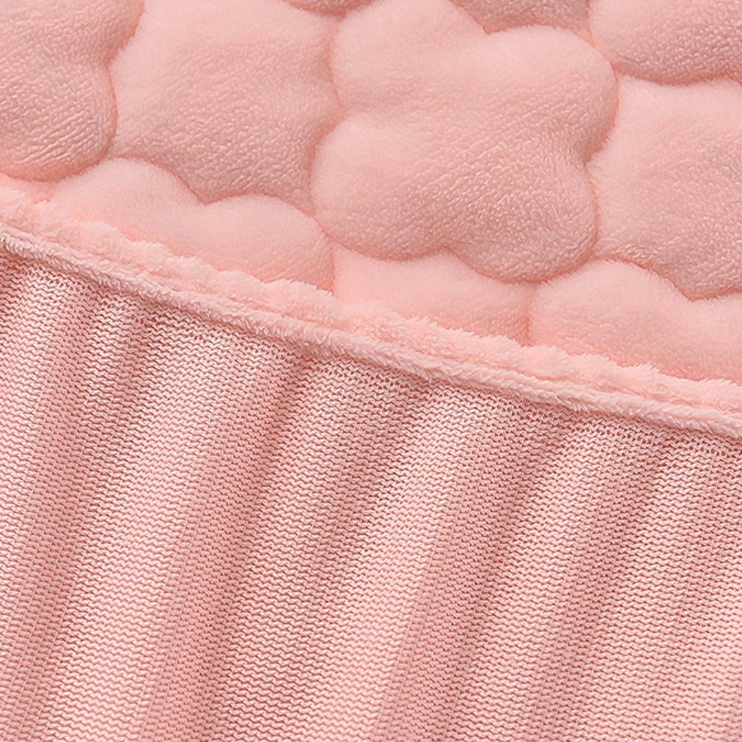 SOGA 2X Pink 183cm Wide Mattress Cover Thick Quilted Fleece Stretchable Clover Design Bed Spread Sheet Protector with Pillow Covers - Cafe Supply