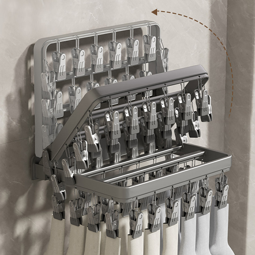 SOGA 2X Wall-Mounted Clothes Hanger Multi-Clamp Laundry Drying Wall Rack - Cafe Supply