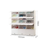 SOGA 7 Tier 3 Column White Shoe Rack Organizer Sneaker Footwear Storage Stackable Stand Cabinet Portable Wardrobe with Cover - Cafe Supply
