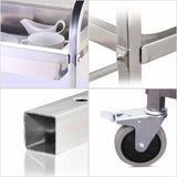 SOGA 2 Tier 75x40x83cm Stainless Steel Kitchen Trolley Bowl Collect Service Food Cart Small - Cafe Supply