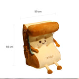 SOGA 2X Smiley Face Toast Bread Wedge Cushion Stuffed Plush Cartoon Back Support Pillow Home Decor - Cafe Supply