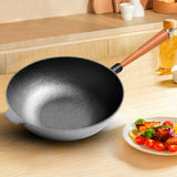 SOGA 31cm Commercial Cast Iron Wok Round Bottom FryPan Home Cooking Skillet - Cafe Supply