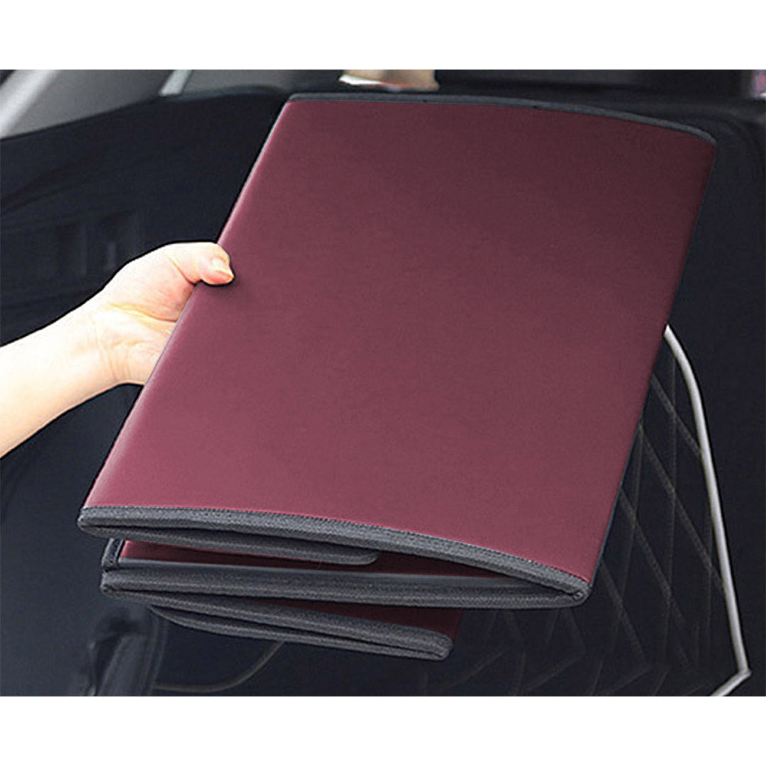 SOGA 2X Leather Car Boot Collapsible Foldable Trunk Cargo Organizer Portable Storage Box Red Large - Cafe Supply