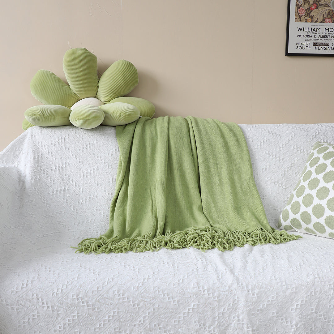 SOGA 2X Green Acrylic Knitted Throw Blanket Solid Fringed Warm Cozy Woven Cover Couch Bed Sofa Home Decor - Cafe Supply