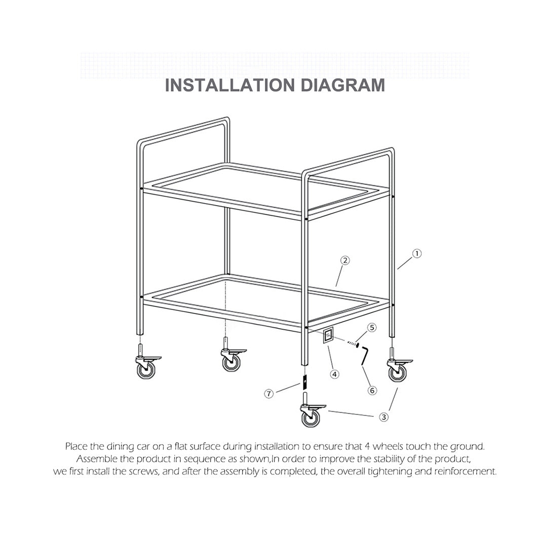 SOGA 2X 2 Tier 75x40x83cm Stainless Steel Kitchen Trolley Bowl Collect Service Food Cart Small - Cafe Supply