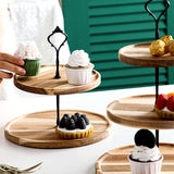 SOGA 2X 20cm 2 Tier Brown  Round Wooden Acacia  Dessert Tray Cake Snacks Cupcake Stand Buffet Serving Countertop Decor - Cafe Supply