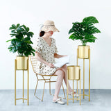 SOGA 2X 90cm Gold Metal Plant Stand with Flower Pot Holder Corner Shelving Rack Indoor Display - Cafe Supply