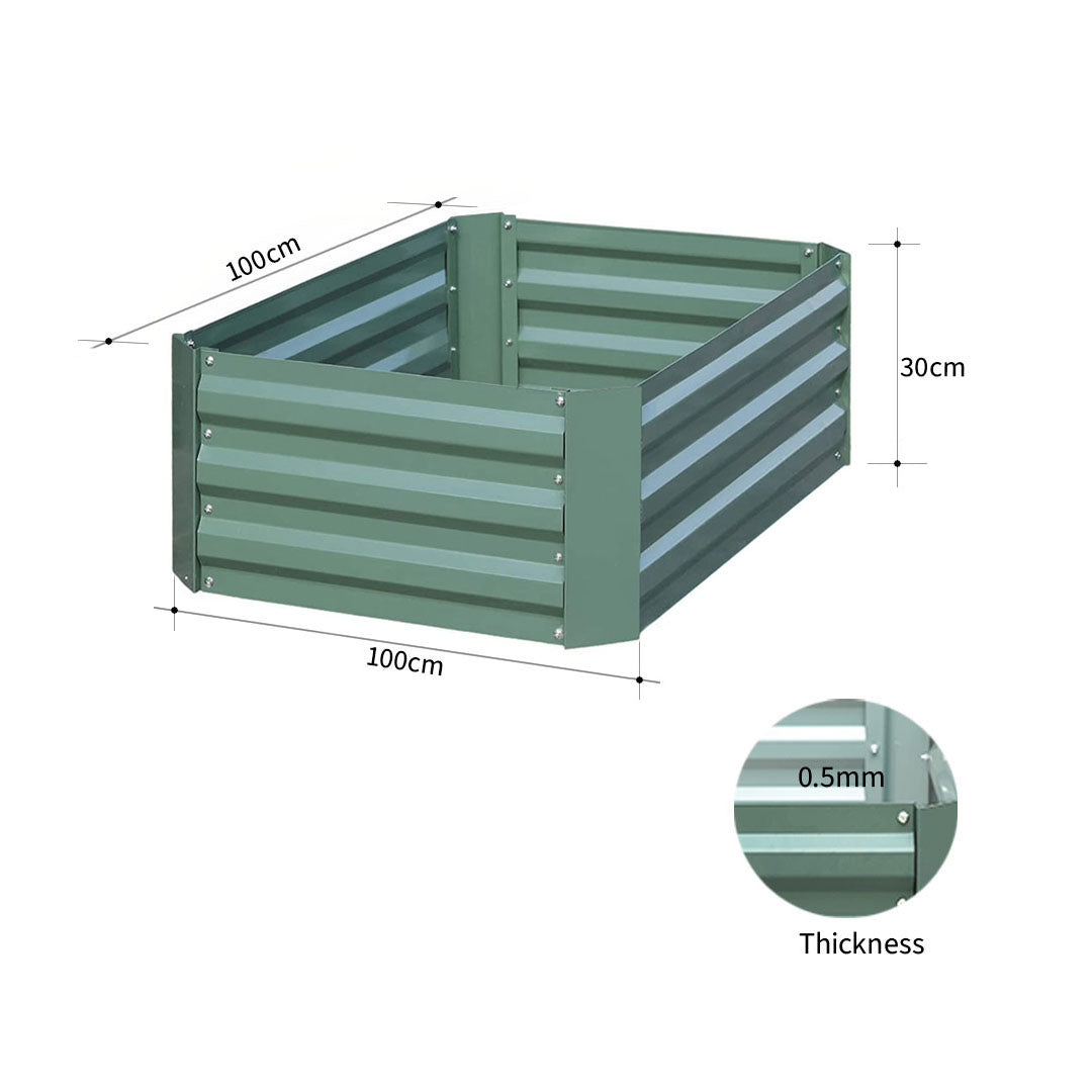SOGA 100cm Square Galvanised Raised Garden Bed Vegetable Herb Flower Outdoor Planter Box - Cafe Supply