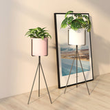 SOGA 2X 70cm Tripod Flower Pot Plant Stand with White Flowerpot Holder Rack Indoor Display - Cafe Supply