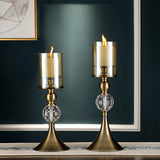 SOGA 38cm Glass Candle Holder Candle Stand Glass/Metal - Cafe Supply