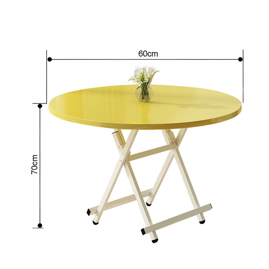 SOGA Yellow Dining Table Portable Round Surface Space Saving Folding Desk Home Decor - Cafe Supply