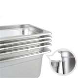 SOGA 4X Gastronorm GN Pan Full Size 1/2 GN Pan 10cm Deep Stainless Steel Tray With Lid - Cafe Supply