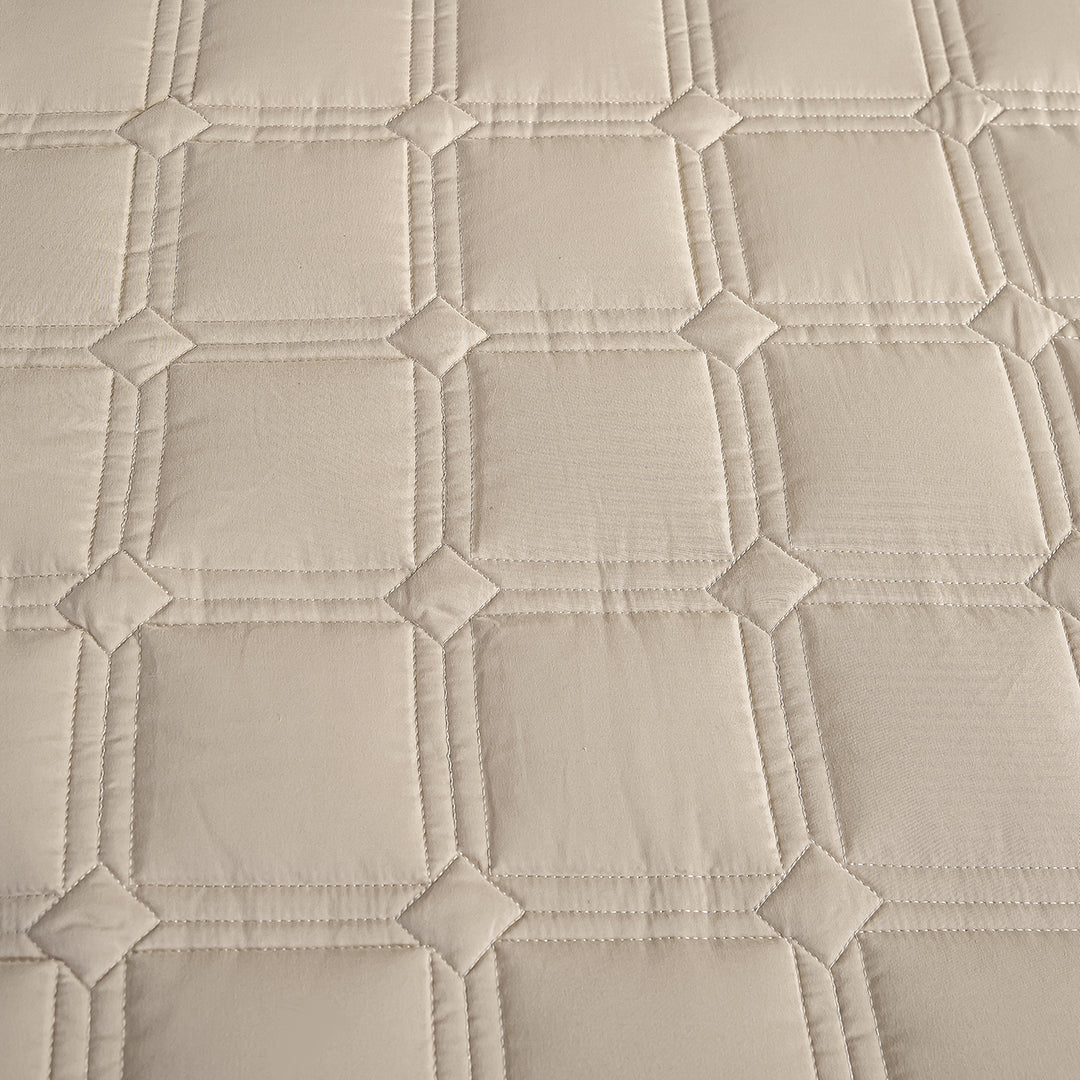 SOGA 2X Beige 153cm Wide Mattress Cover Thick Quilted Stretchable Bed Spread Sheet Protector with Pillow Covers - Cafe Supply