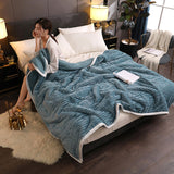 SOGA Blue Throw Blanket Warm Cozy Double Sided Thick Flannel Coverlet Fleece Bed Sofa Comforter - Cafe Supply