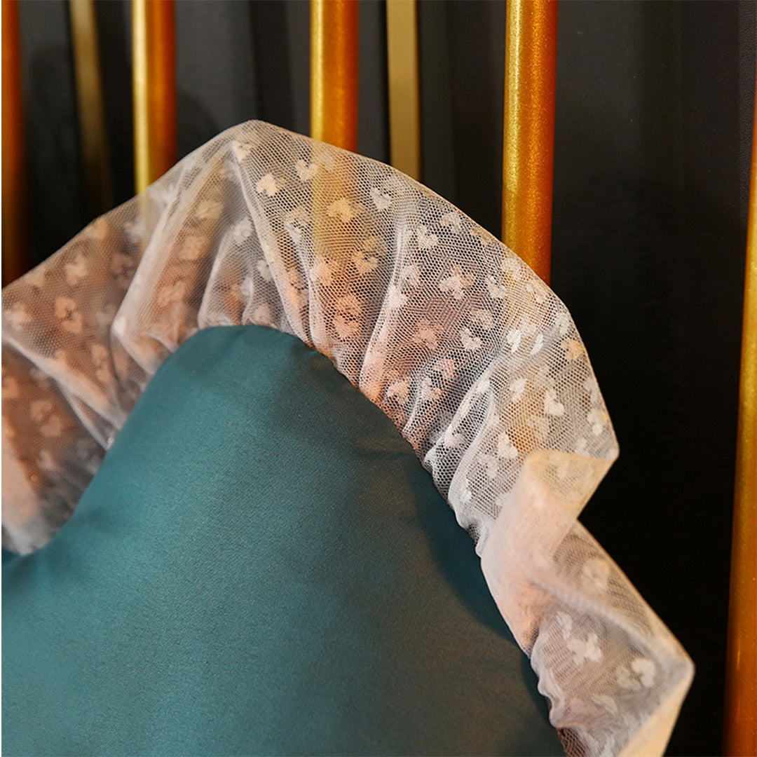 SOGA 2X 180cm Blue-Green Princess Bed Pillow Headboard Backrest Bedside Tatami Sofa Cushion with Ruffle Lace Home Decor - Cafe Supply