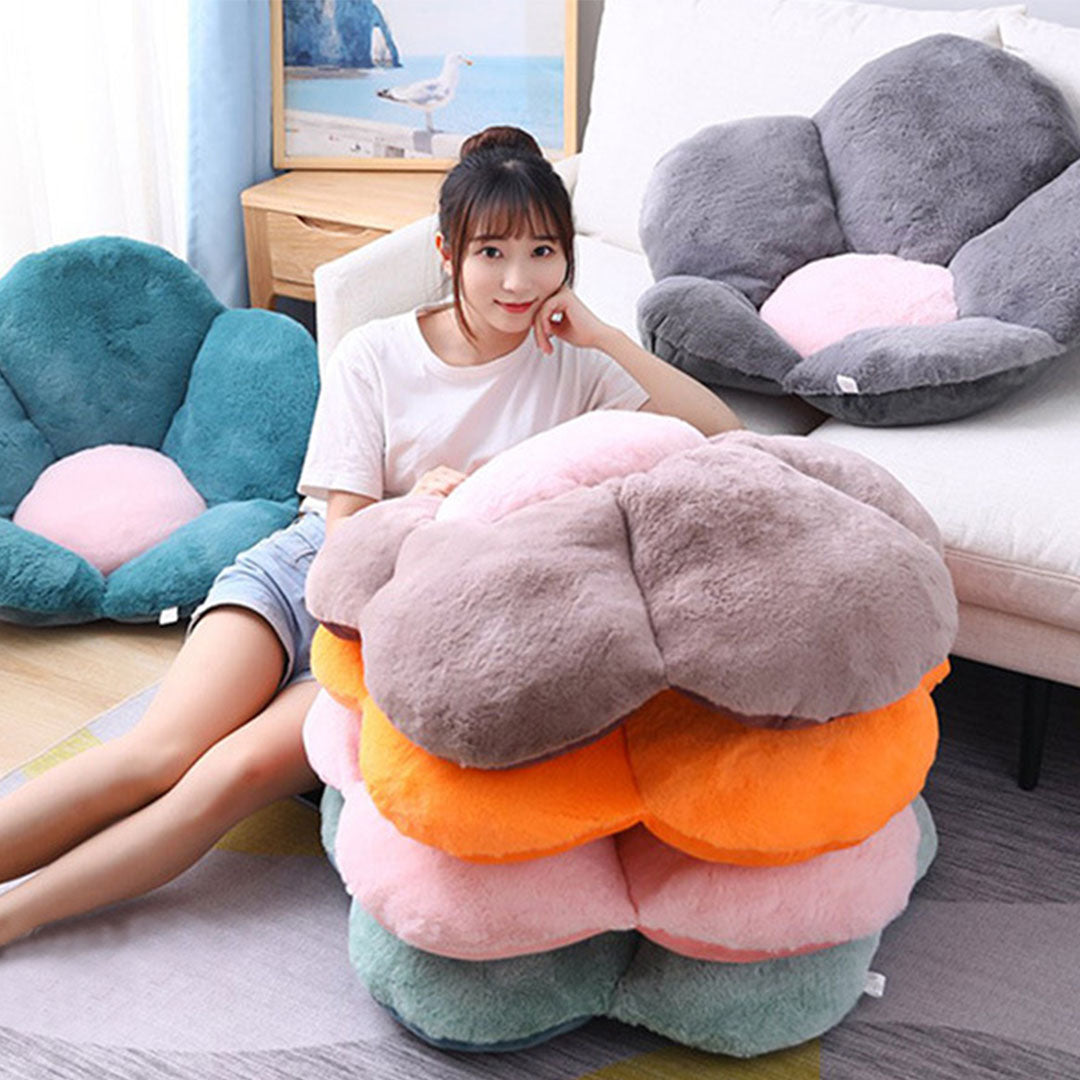 SOGA 2X Dark Gray Whimsical Big Flower Shape Cushion Soft Leaning Bedside Pad Floor Plush Pillow Home Decor - Cafe Supply