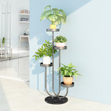 SOGA 2X U Shaped Plant Stand Round Flower Pot Tray Living Room Balcony Display Black Metal Decorative Shelf - Cafe Supply