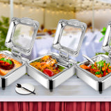 SOGA Stainless Steel Square Chafing Dish Tray Buffet Cater Food Warmer Chafer with Top Lid - Cafe Supply