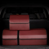 SOGA Leather Car Boot Collapsible Foldable Trunk Cargo Organizer Portable Storage Box Red Small - Cafe Supply