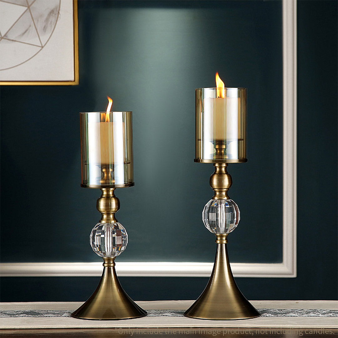 SOGA 43cm Glass Candle Holder Candle Stand Glass/Metal - Cafe Supply