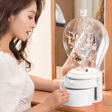 SOGA 2X White 360 Degree Rotating LED Light 2 Layered Jewelry Storage Box Waterproof Dustproof Accessories Organiser - Cafe Supply