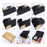 SOGA 2X Leather Car Boot Collapsible Foldable Trunk Cargo Organizer Portable Storage Box Beige/Gold Stitch Large - Cafe Supply