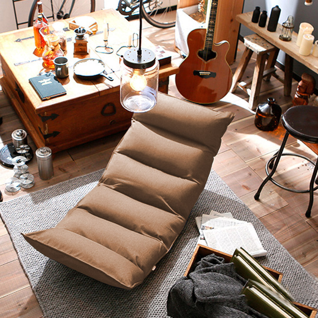 SOGA 2X Foldable Tatami Floor Sofa Bed Meditation Lounge Chair Recliner Lazy Couch Khaki - Cafe Supply