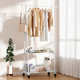 SOGA 2X 2-in-1 Organiser Clothes Shoe Rack Space-Saving Triangular Storage with Wheels White - Cafe Supply