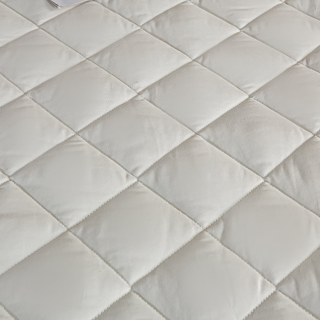 SOGA 2X White 183cm Wide Cross-Hatch Mattress Cover Thick Quilted Stretchable Bed Spread Sheet Protector with Pillow Covers - Cafe Supply