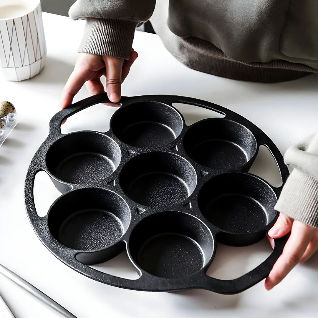 SOGA 2X 32cm Cast Iron Takoyaki Fry Pan Octopus Balls Maker 7 Hole Cavities Grill Mold - Cafe Supply