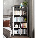 SOGA 5 Tier Steel White Foldable Display Stand Multi-Functional Shelves Portable Storage Organizer with Wheels - Cafe Supply