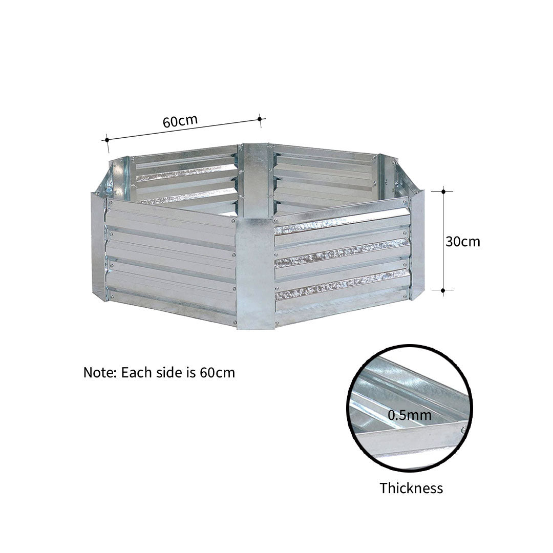 SOGA 2X 60cm Hexagon Shape Galvanised Raised Garden Bed Vegetable Herb Flower Outdoor Planter Box - Cafe Supply
