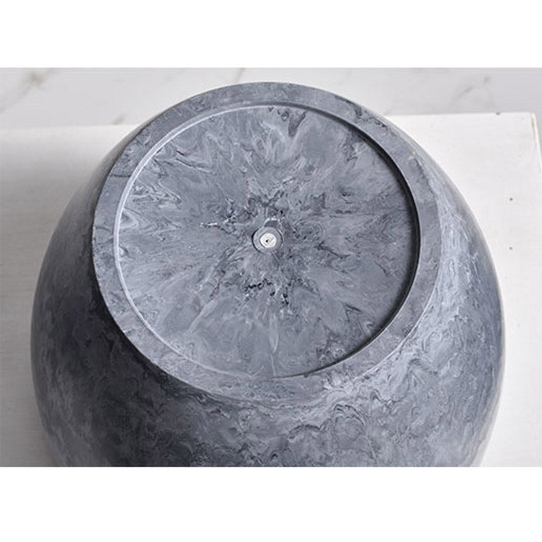 SOGA 2X 32cm Weathered Grey Round Resin Plant Flower Pot in Cement Pattern Planter Cachepot for Indoor Home Office - Cafe Supply