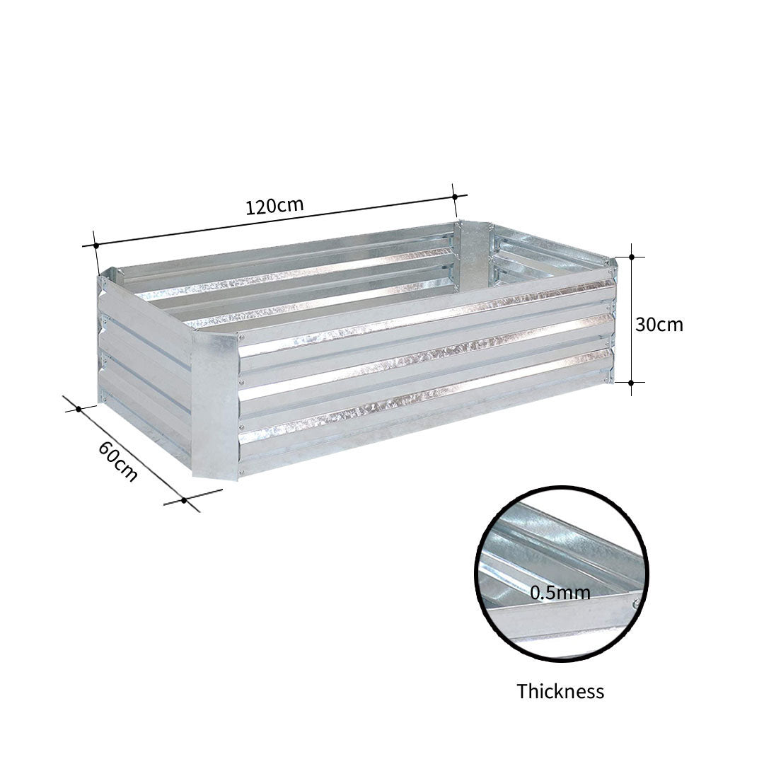 SOGA 2X 120cm Rectangle Galvanised Raised Garden Bed Vegetable Herb Flower Outdoor Planter Box - Cafe Supply