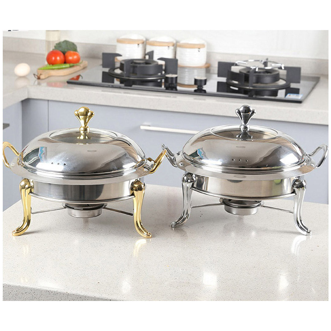 SOGA 2X Stainless Steel Round Buffet Chafing Dish Cater Food Warmer Chafer with Glass Top Lid - Cafe Supply